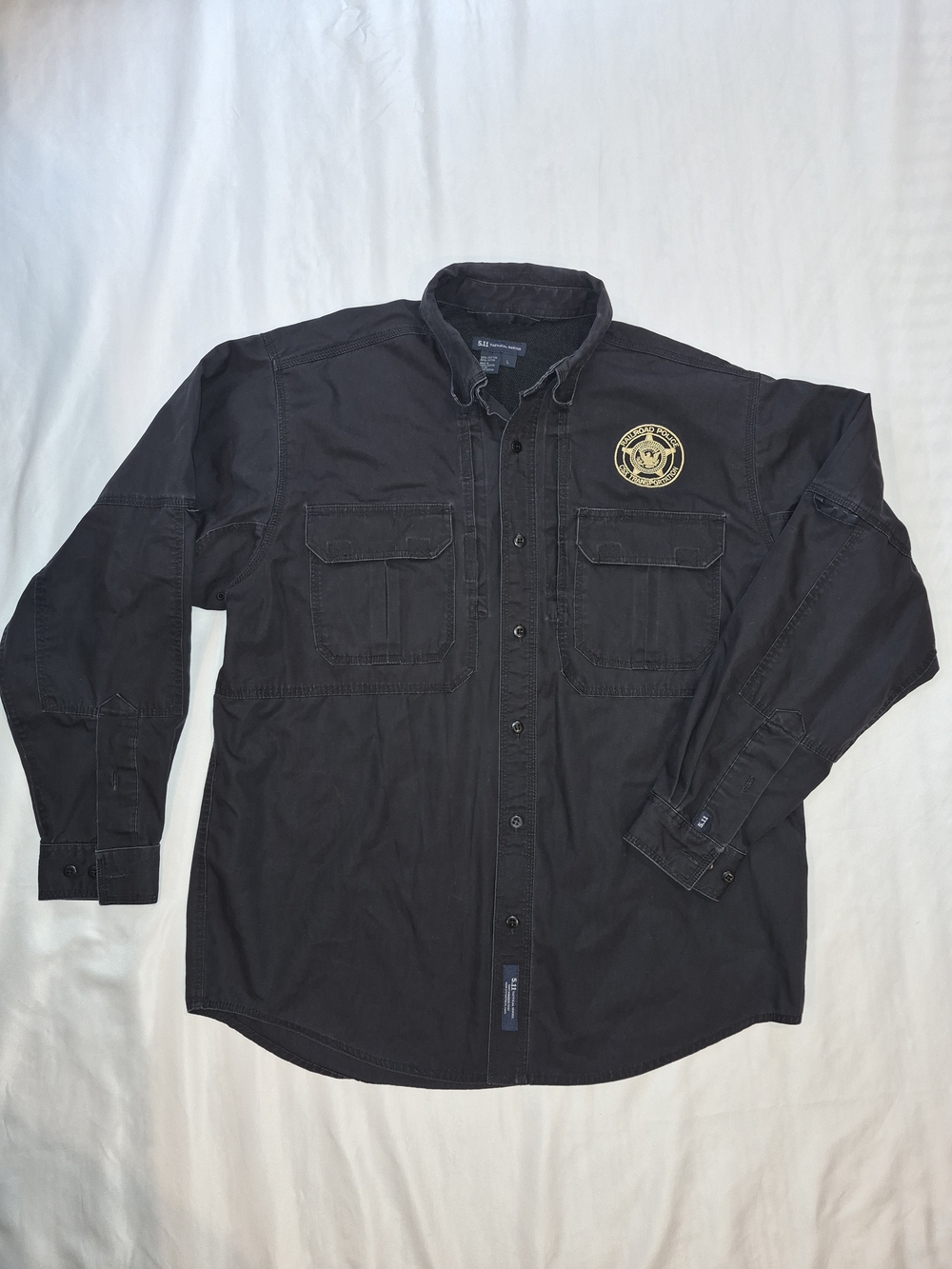 5.11 Tatical Button Up Shirt Railroad Transpotation Patch Mens Sz L